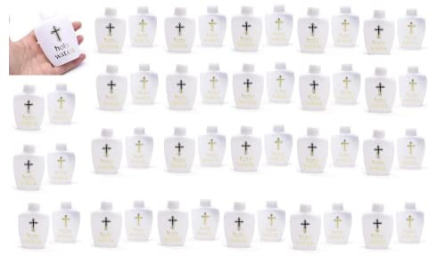 100Pcs 60ml Holy Water Bottles Catholic Christian Container Holy Water Bottle Empty Containers with Gold Cross for Catholic Christian Halloween Easter Thanksgiving Baptism Baptism Party Church