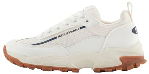 Armani Exchange Herren Aspen, Logo line Detail, 001 Print Sneaker, Off White+ Navy, 43 EU
