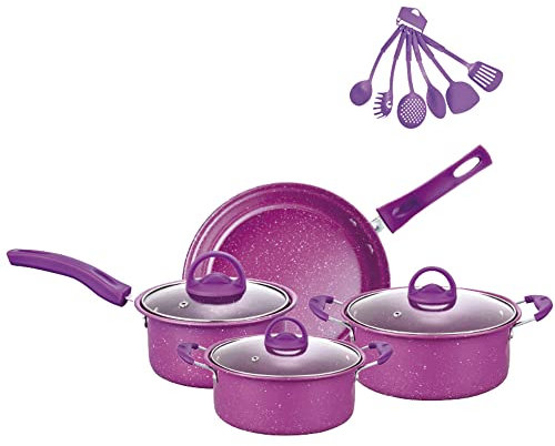 HUIOP Set di pentole antiaderenti,Set di pentole e padelle antiaderenti Set di Utensili da Cucina da 13 Pezzi Pentole da Cucina Regali per Amici e familiari