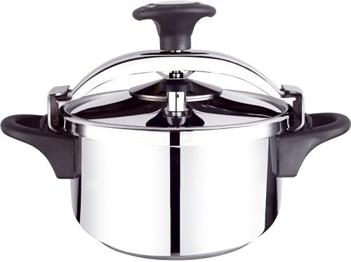 Bastilipo - Express Classic 6, pentola in acciaio inox da 6 litri | Valvola di controllo della pressione e di sicurezza | Compatibile con fornelli a gas, vetroceramica o induzione