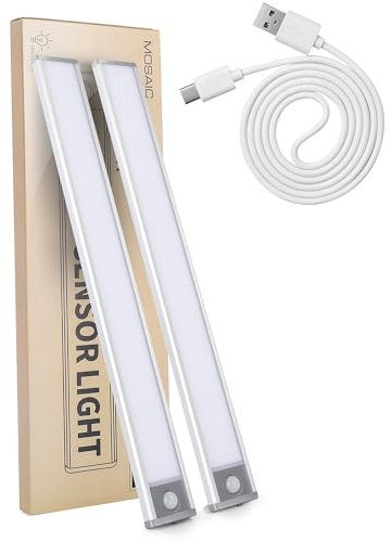 Ultra-Bright 70LED Motion Wardrobe Lights Large 2000mAh Rechargeable Battery Powered Long Lasting Closet Lighting. Cordless Sensor Lamp for Kitchen Under Cabinet, Counter. 6000k Cool White