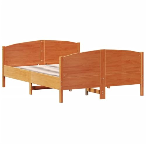 vidaXL Massivholzbett ohne Matratze Wachsbraun 120x200 cm Kiefernholz