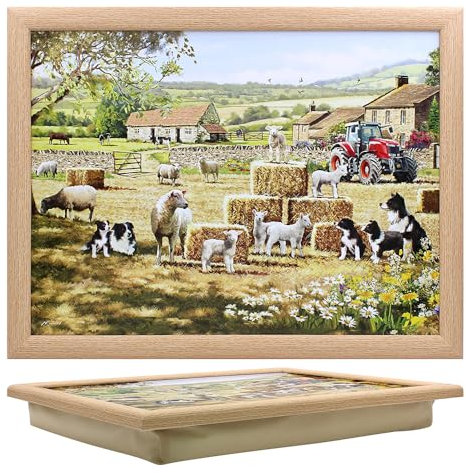 Lesser & Pavey Collie & Sheep Laptray | Bean Bag Tray with Padded Cushion | Ideal for Drinks, Food, Breakfast, Laptop | Macneil Studios Design for Home and Office Comfort