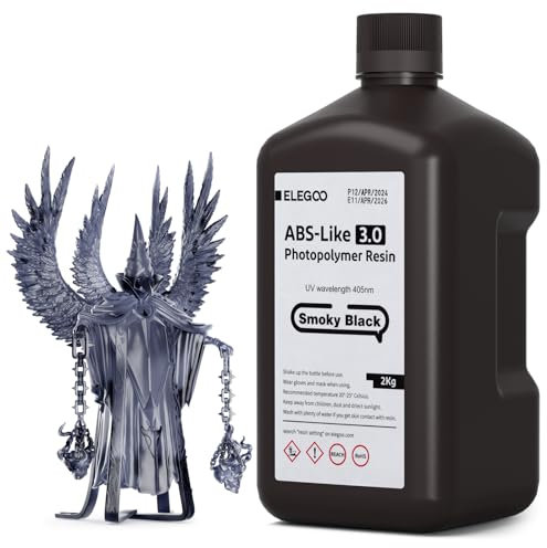 ELEGOO ABS-Like 3.0 3D Drucker Resin Rauchiges Schwarz 2000g, 405nm UV-Härtendes 3D Printer Harz mit Hoher Zugfestigkeit und Biegefestigkeit für MSLA/LCD/DLP 3D Drucker