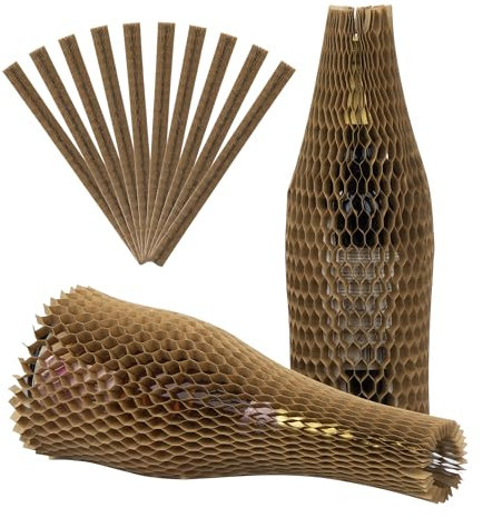 CAIRIAC Wine Bottle Protector Reusable Wine Shipping Sleeves Honeycomb Packing Paper for Glassware Gift Wrapping Bubble Packing Cushioning Supplies Wine Accessory Sets (Brown, 20Pcs)