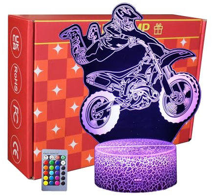 INTUPGD 3D Motorrad LED Lampe Nachtlicht, 16 Farbwechsel 4 Models mit Remote & Smart Touch Stimmungslichter, Nachttischlampe Geschenke für Männer Mädchen Jungen Kinder