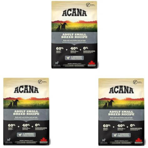 Acana Adult Small Breed Recipe | 3er Pack | 3 x 340 g | Alleinfuttermittel für ausgewachsene kleine Hunde | Huhn, Fisch & Ei