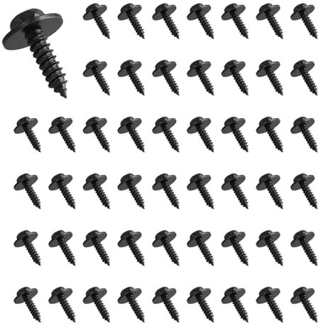 Nivofu 50 Piezas Tornillos Autoperforantes de Cabeza Hexagonal, 5 x 18mm Tornillos Autoperforantes con Arandelas, Tornillos para Guardabarros para Reparación de Automóviles - Negro
