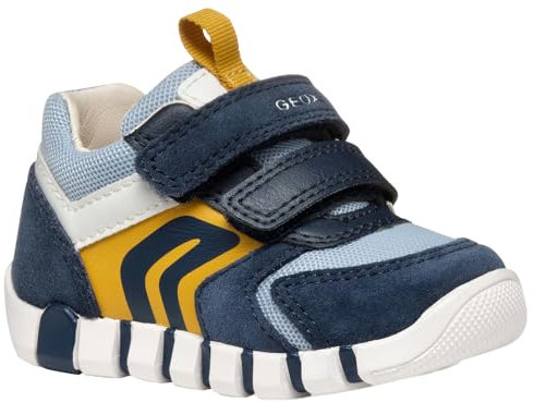 Geox B IUPIDOO Boy D, Scarpe da Ginnastica Bimbo 0-24, Navy/Ochreyellow, 22 EU