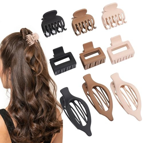 Mehayi 9 fermagli grandi opachi per capelli da donna, graziose mollette per capelli in acrilico, presa forte, per donne e ragazze, per capelli spessi e sottili, grandi accessori per lo styling dei
