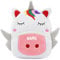 Ahoiikids Personalisiertes Kinder Rucksack - Weicher Plüsch Einhorn-Rucksack mit Namen - Niedlicher Kinderrucksack für Jungen und Mädchen - Vorschulrucksack - Geschenk für Kleinkinder