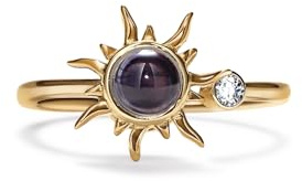 PERIMADE Bague de projection photo de soleil personnalisée en argent sterling 925 avec texte et amour en 100 langues - Bague en oxyde de zirconium - Cadeau commémoratif pour femme