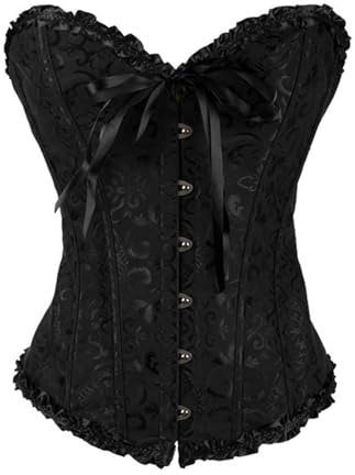 XDGBGFN Damen Korsett Bauchweg Corsage Korsett Karneval Kostüme Gothic Vintage Corsette Push-Up Vollbrust Schnüren Corsage (DE/NL/SE/PL, Alphanumerisch, S, Regular, Regular, Schwarz)
