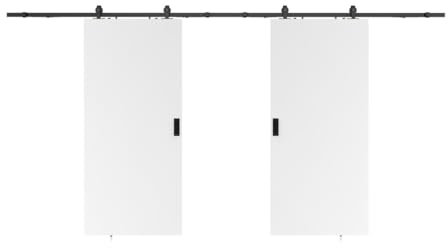 Vente-unique-Porta scorrevole doppia con esterno muro 2 x H205 x L93 cm MDF + PVC Bianco - VARIN II
