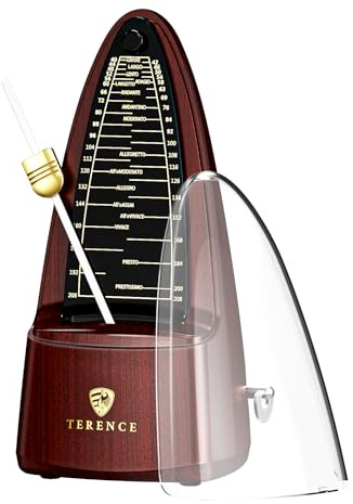 TERENCE Metronom Hochpräzises mechanisches Metronom mit akzentuierter Glocke, genaue Zeit, langlebig für Klavier, Violine, Batterie, Bass, Gitarre, als Geschenk geeignet, Farbe Walnuss