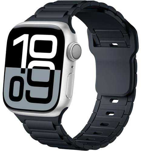ALFARAY Silikon Armband Kompatibel mit Apple Watch 10 Armband 46mm 45mm 44mm 49mm 42mm für Herren Damen - Alpine Ocean Sportarmband für iWatch Series 10 9 8 7 SE 6 5 4 3 2 1 Ultra 2 1 - Mitternacht
