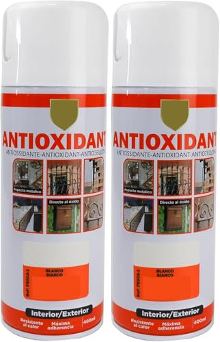 MORE FREE-Pintura Spray Antioxidante Blanco liso 400 Ml para las Superficies de Metal, Hierro y Aluminio,Pack de 2 Unidad