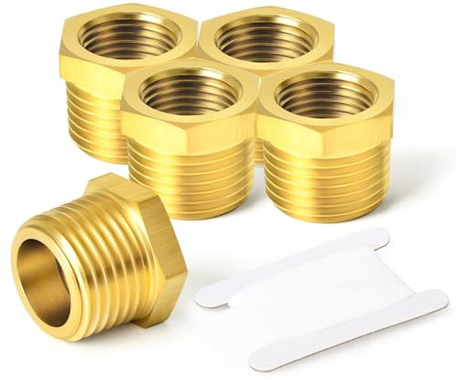 TAISHER 5 pièces Réducteur en laiton, adaptateur de tuyau fileté 3/4BSP mâle x 1/2BSP femelle, pour eau, gaz, air, etc.