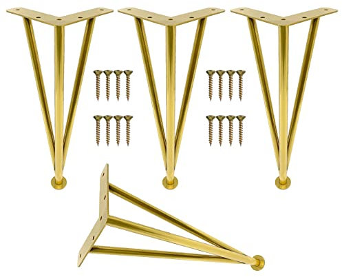 Lot de 4 pieds de table en épingle à cheveux de 10 à 60 cm avec vis pour tables basses, canapés, armoires, bureaux 50 cm