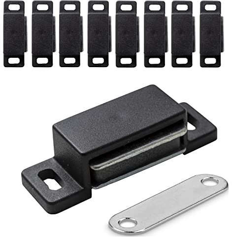 IPEA Chiusure Magnetiche per Mobili, Porte, Armadi, Cassetti – 10 Pezzi – Nero – Chiusura Magnetica con Calamita per Ante e Credenze – Cerniera Magnetica – Fermo Magnetico per Cucina e Casa