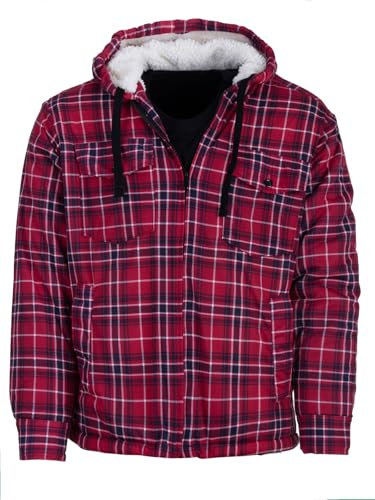 Henry Terre Holzfällerjacke Herren Hemdjacke Kapuze Arbeitsjacke Hemd Flanell Thermojacke Jacke Kariert Gefüttert M-3XL, Farbe:blau, Größe:3XL