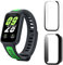Aerku Custodia Compatibile per Xiaomi Mi Band 9 Active/Redmi Band 3 Watch, [Con Vetro Temperato] 9H HD Anti-Graffio Custodia Protettiva Telaio Rigida PC Cover Protezione - Trasparente&Nero