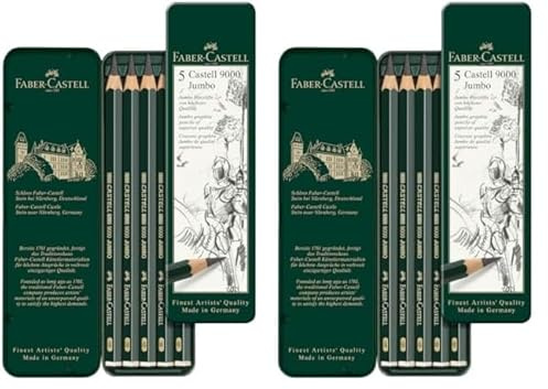 Faber-Castell 119305 - Bleistift Castell 9000 Jumbo, 5er Etui (Packung mit 2)