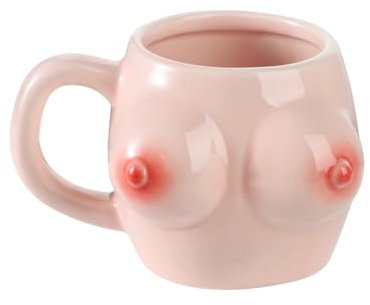 JNGUOSICN Ceramic Boobs Coffee Mug Creative Human Body 3D Breasts Cup with Handle Creative Body Art Mug Funny Large Coffee Boob Cup Funny Novelty Gift Home Decor Sarcastic Present for Men or Women