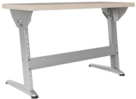 KESSLER PRO Werkbank 120x49 cm mit Höhenverstellung - Werktisch mit Metallrahmen, Neigungsverstellbar und Sperrholz Arbeitsplatte 40 mm - Perfekt für die Werkstatt, Schwarz Rahmen