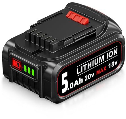 DASNITE DCB200 18V/20V 5.0Ah Replacement for Dewalt 18V Battery Li-Ion Compatible with DEWALT DCB180 DCB181 DCB182 DCB201 DCB200-2 18V/20V MAX Tools with LED Indicator