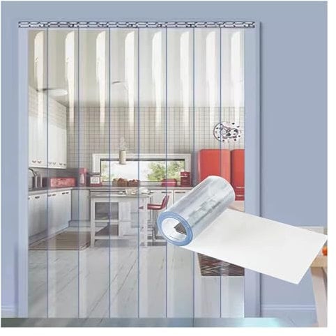 Transparente PVC-Vorhangstreifen, transparent, weich, für Innen- und Außenbereich, Wärmedämmung, Lager-Gefrierschrank-Tür, 195 x 240 cm