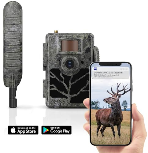 Zeiss Secacam 5-60° - 4er-Pack – 4G Profi-Wildkamera mit Handyübertragung, Bewegungsmelder, 60°-Winkel, SIM Karte, 32 GB Speicherkarte und Batterien