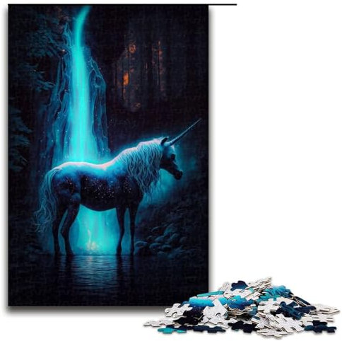 Puzzle Adult Light-up Unicorn Jigsaws 1000 Pieces Wooden Jigsaw for Kids Age 12 Years Up Challenging Game 1000 PCS