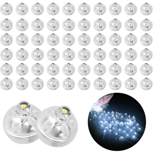 Roselee 60 Stück LED Ballons Lichter,Mini LED Licht Leuchtkugeln, Runde Ballonlichter Mini Weiß für Papierlaterne Geburtstag Hochzeit Hochzeit Halloween Weihnachten Party Deko Karneval Neujahr
