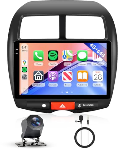 Hodozzy Autoradio 4G+64G für Mitsubishi ASX 2010-2016/Peugeot 4008 2012/Citroen C4 2007-2013 Android 10 Zoll InCell Touchscreen Navi Carplay Android Auto, Radio Bluetooth DSP WiFi GPS Radio FM RDS