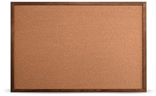MG Design Pinnwand in Braun Holzrahmen 60 x 90 cm – Korktafel für Notizen, Fotos und Pläne für Zuhause, Büro und Schule