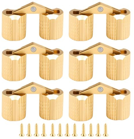 Bisagra de Barril Cilíndrico Latón Invisible, 6PCS Bisagras Cilíndricas | Latón, 180° Ángulo de Apertura, para Armarios Muebles Cajas de Joyería, 8mm