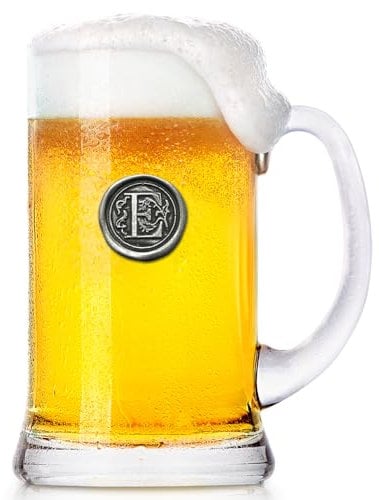 English Pewter Company, Boccale da birra con monogramma con iniziale, da 1 pinta, regalo personalizzabile