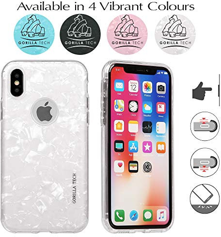 Apple iPhone 8 Plus and iPhone 7 Plus New Dual Layer 3 in 1 Marble Design Case Protective Cover Silicone Gel Shockproof Slim Back Cover Raised Lip Protection - White