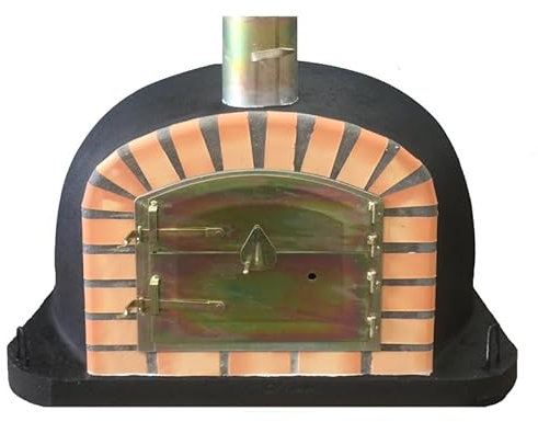 DIOVERDE Black Deluxe Wood Fired Pizza Oven, Orange Arch, Gold Door, 100cm x 100cm