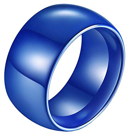 PAURO Damen Keramik Schmuck 11MM Einfach Hochglanz Ehering Blau Größe 60 (19.1)