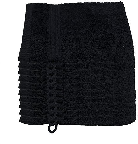 Julie Julsen 10er Pack Waschlappen 29 Farben erhältlich weich und saugstark 500gsm Öko Tex Schwarz 15 x 21 cm B-Ware