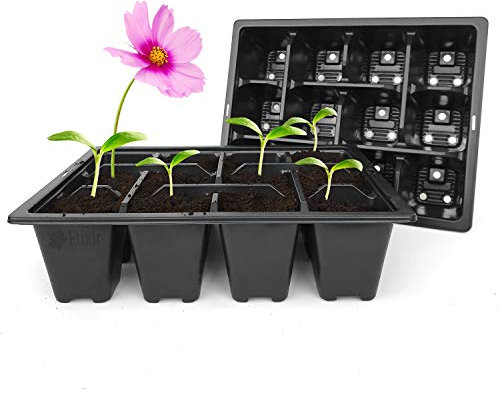 Elixir Gardens 12 Cell x 20 Reusable Seedling Germination Starter Bedding Plant Pack Tray Inserts for Half Size Seed Propagator Trays | Various qty available (from 2 to 400)
