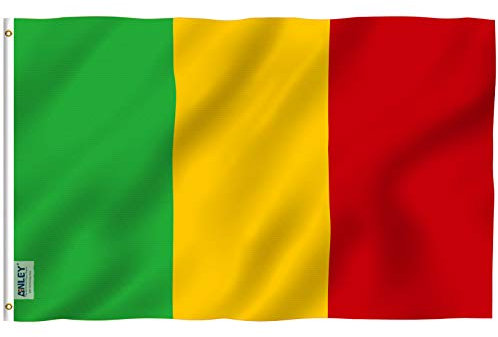 Anley Fly Breeze 3x5 Pieds Drapeau Mali - Couleur vive et résistant à la décoloration UV - en-tête et Double Couture - Drapeaux maliens en Polyester avec œillets en Laiton 3 X 5 pi
