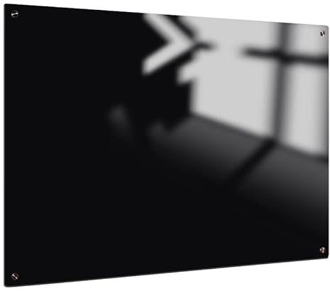 Sam Creative Whiteboard Glas Solid Schwarz Magnetisch 90x120 cm | Modernes, Premium Design Whiteboard aus Glas mit ESG Sicherheitsglas Schreibfläche und Edelstahl Montage System