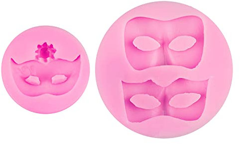 AUEAR, Set mit 2 Mini-Masken-Silikonformen, Silikon Gießformen für Süßigkeiten, Fondant, Schokolade, Kuchen, Cupcake-Dekoration, Polymer-Ton.