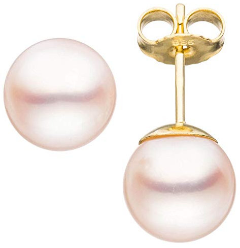 Paar Ohrstecker mit Akoya Perlen 8,5mm rund 585 Gold Gelbgold Ohrschmuck Damen