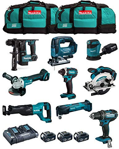 MAKITA Kit MK901 (DDF482 + DHR171 + DGA504 + DTD152 + DJV182 + DSS610 + DJR186 + DBO180 + DTM51 + 3 Batteries de 5,0 Ah + Chargeur + 2 x LXT600)