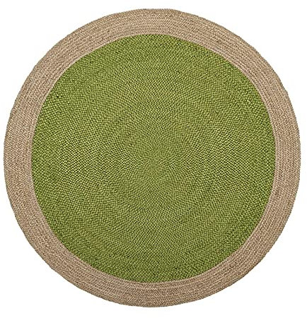 DNR Teppich aus indischer Naturfaser, rund, 90 x 90 cm, Hellgrün / Braun