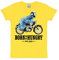 Logoshirt® Sesamstrasse I Krümelmonster I Motorrad I Born to Be Hungry I T-Shirt Print I Damen & Herren I kurzärmlig I gelb I Lizenziertes Originaldesign I Größe L
